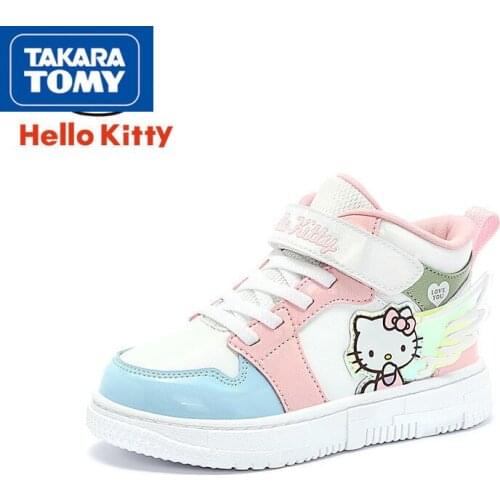TAKARA TOMY spring and autumn new 2021 cartoon Hello Kitty board shoes simple and comfortable non-slip childrens high-top shoes