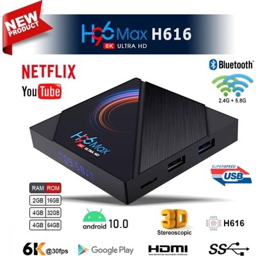 2021 H96 MAX H616 Smart TV Box android 10.0 4G 64GB 6K Android TV BOX 2.4G 5.8G WIFI Google Player Set Top Box Support IP TV