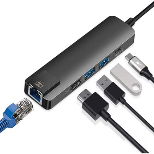 USB C Hub Type c to Ethernet Port 4K HDMI-compatible USB 2.0 Compatible with MacBook/Pro/Air Android Phone Laptops Tablet