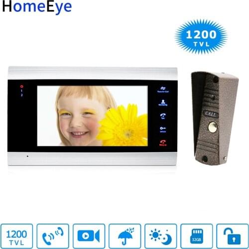 HomeEye 7inch Video Doorbell Video Intercom Home Access Control System Motion Detection Multi-languages OSD Menu Touch Button