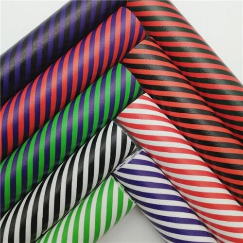 Diagonal Stripes Printed Synthetic Leather Faux Fabric Sheets Felt Backing Vinyl For Earrings bag Bows DIY 21X29CM GM2343A