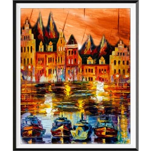 Landscape Rural Woods Beach Flowers Pre-Printed 11CT Cross-Stitch DIY Embroidery Full Kit DMC Threads Handiwork Mulina