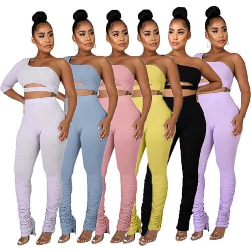 Ribbed Stacked Pants Women Stacked Joggers leggings Ruched Pants Ladies skinny Pleated Sports running fitness suit 2020 new