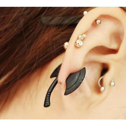 1 Pcs Newly Arrival Color Black Classic Punk Style Single AX Shaped Unisex Piercing Ear Stud