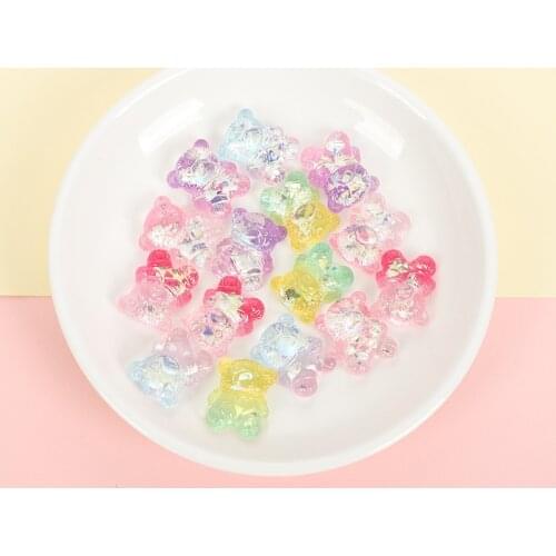 10Pcs 5 Colors Epoxy Cute Bear Resin Kawaii Jewelry Accessories Scrapbooking Cabochon Flatback Decoration Craft Embellishment