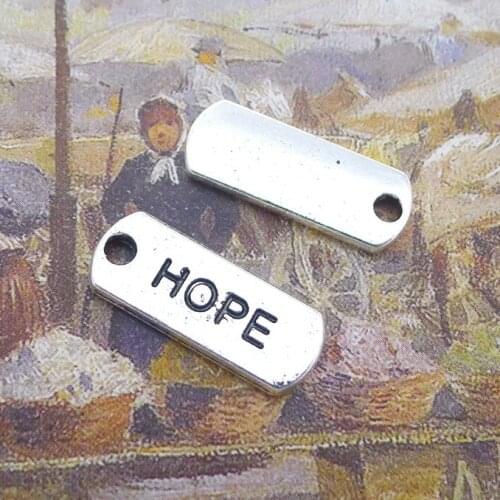 12 Pieces 21x8mm Antique Silver Color Meaningful Charms Hope Bracelet for DIY Jewelry Making