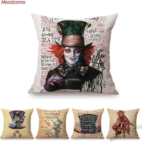 18" Alice in Wonderland Quotes Fairy Tale Baby Girl Cute Home Decorative Sofa Throw Pillow Case Kids Room Chair Cushion Cover