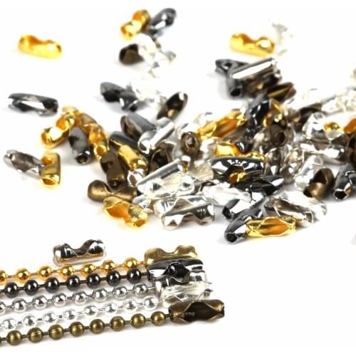 200pcs 8.6x3.5mm Copper Ball Chain Connectors Clasps Gold/Silver Color 5Meter 2.4mm Beading Chain For DIY Jewelry Making
