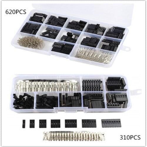 310pcs/Set Dupont Wire Jumper Pin Header Connector Housing Kit Male Crimp Pins+Female Pin Connector Terminal Pitch With Box