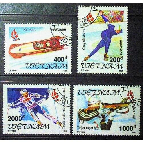 4pcs Vietnam 1991 Winter Sport stamp postage collection