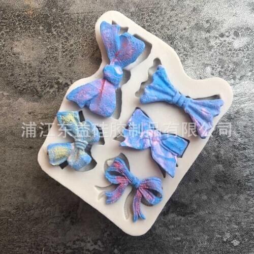 5 Bowknot Sugar Turning Silica Gel Mould Chocolate Clay Cake DIY Mould K129