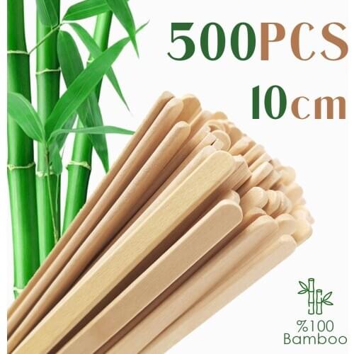 500 PCS 10 cm Bamboo Wooden Coffee Tea IceCream Popsicle Lolly Sticks Beverage Stir Stirrers DIY Crafts Sticks Tools