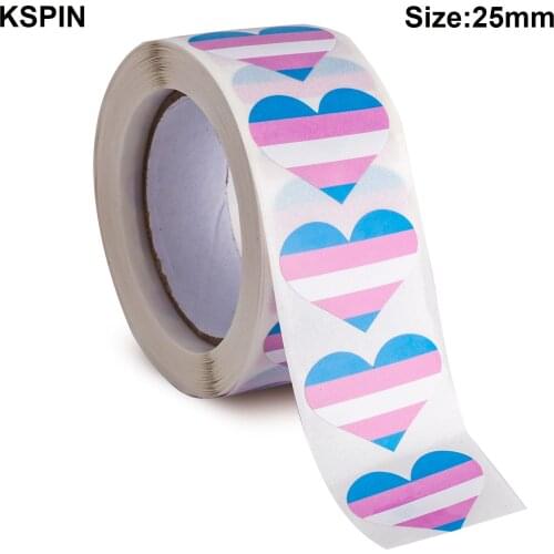 500PCS Stickers 25mm Transgender pride Paper Sticker Label Packaging Seals Crafts Favor Tag Toppers Labels