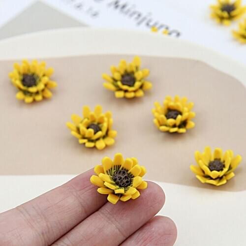 6pcs Korean Style Cute Sun Flower Earrings For Women Summer Fresh Soft Ceramic Drop Earrings Elegant Diy Jewelry Accessories