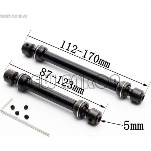 87-123/112-170Mm 2P Black Metal Staal Universele Cvd Aandrijfas Voor RcCrawler auto Axiale SCX10 90046 D90 RcAuto Deel