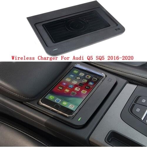 Car Phone Wireless Charger Holder For Audi Q5 SQ5 2016-2020 Fast Wireless Charging plate center armrest Intelligent Infrared