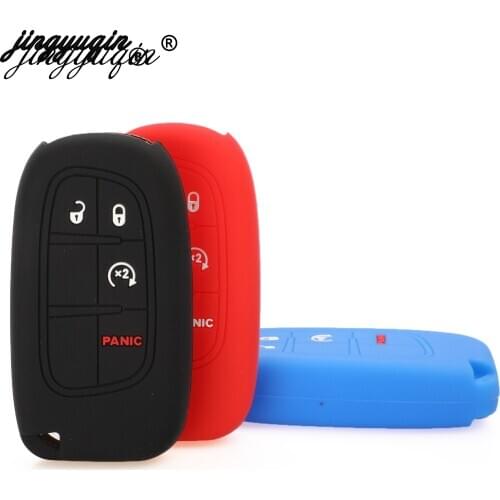 Jingyuqin Car Accessaries Silicone Car Key Cover Shell For Jeep Compass Grand Cherokee For Chrysler Dodge Key Cases 4BTN