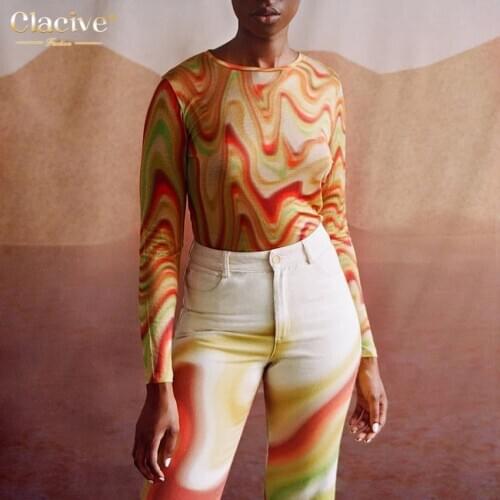 Clacive Womens Striped T-shirts