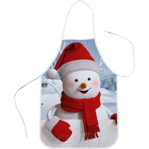 CLOOCL Christmas Apron Cartoon Snowman Red Hat Scarf Gloves Print Polyester Lacing Kitchen Aprons Men Women Funny Home Textile