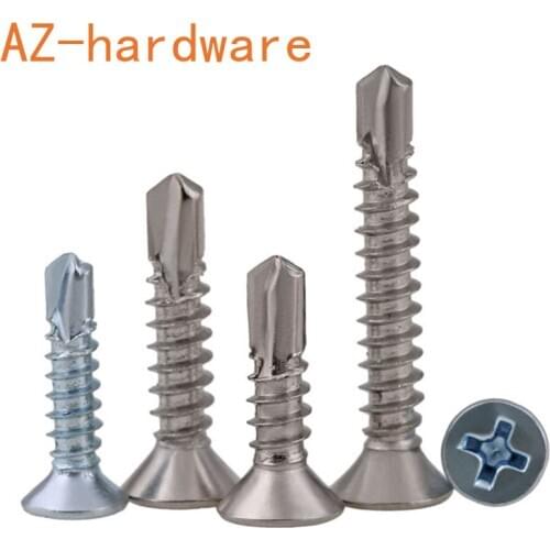 GuHua Stainless Steel Cross Countersunk Flat Head Drill Tail Self Tapping Screw KA Hardened Phillips Self Drilling Screws 20pcs
