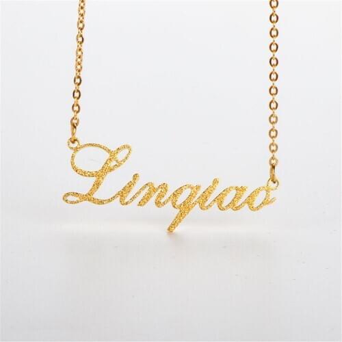 AurolaCo Custom Frosted Necklace Customized Name Necklace Personalize Stainless Steel Nameplate Necklace For Women Jewelry Gift