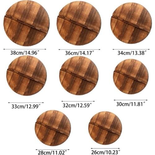 Round Wooden Pot Lid Handmade Anti-Scalding Wok Cover Kitchen Accessoies Pan Lid 26CM 28CM 30CM 32CM 33CM 34CM 36CM 38CM
