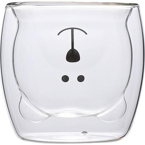 Lightweight Double Glass Inner Layer Vacuum Anti-scalding Family Cute and Creative Bear Cup
