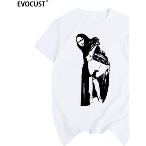 Mona Lisa Banksy Summer print T-shirt Cotton Men T shirt New women TEE