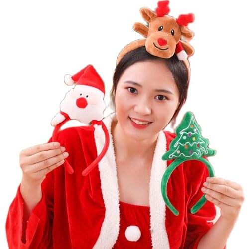 Cute Christmas cartoon Headband plush toy doll Christmas tree Santa Claus elk doll Childrens holiday gift Christmas decoration