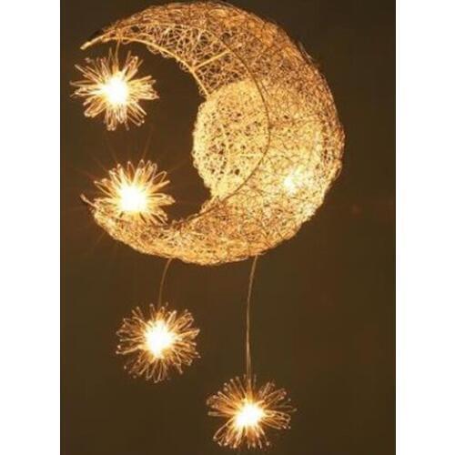 Fashion simple nest aluminum Chandeliers lamps moon star Chandeliers Lights living room Childs room lighting