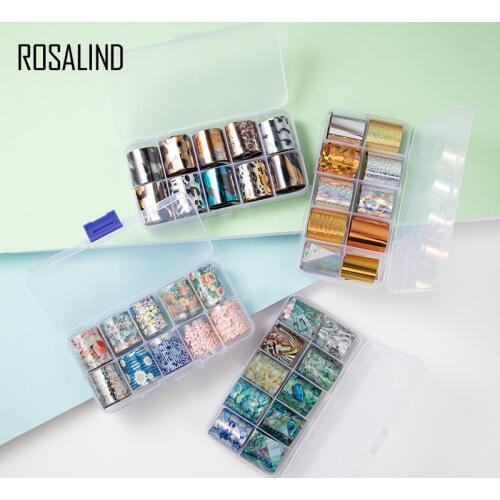 ROSALIND Slider Foil Stickers For Nails Art decals Manicure Set Design Top Semi Permanent Nail Stickers Kit Need Base Gel Polish