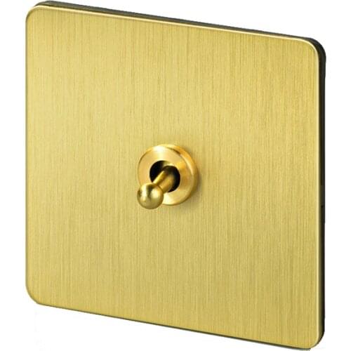 Wall Light Toggle Switch 1-4 Gang 2 Way Gold Brass Stainless Steel Panel USB Wall EU Socket Electrical Outlets