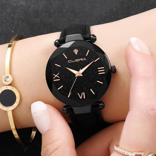 New 2019 Analog Quartz Diamond Wrist Watch Clock Fashion Women 's Leather Band Luxury Watches Women Dress Bracelet Watch