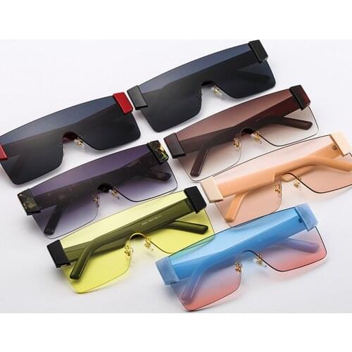 New Arrived Oversized Windproof Womens Sunglasses Fashion Gradient Siamese Eyewear Rimless Goggle Personality Trend Sun Glasses