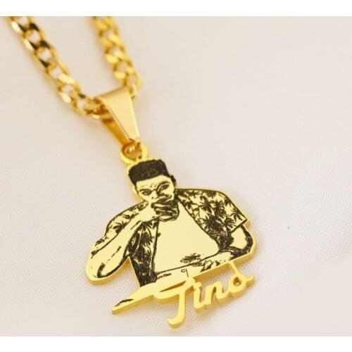 Custom Personal Photo Name Necklace Gold Plated Stainless Steel Kids Cartoon Character Pendant Choker for Family Christmas Gift