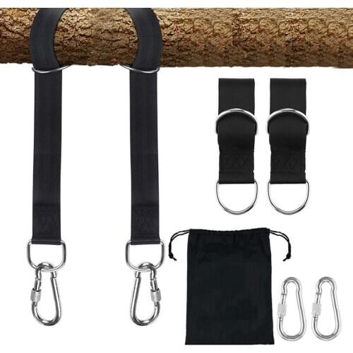Pair Tree Swing Hanging Straps with Carabiners Outdoor Furniture Swinging Chair Hammocks Belt Hanging Kits for Child Adult Swing