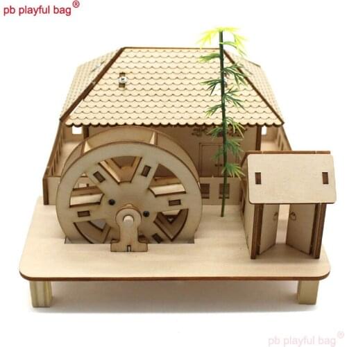 PB Playful Bag Creative personality House model ornaments DIY Hand made wooden assembly building blocks Childrens toys UG86