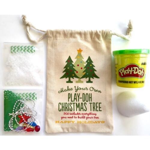 Personalized Kids Stocking Stuffer Christmas Tree Kit favor gift bags party Candy pouches