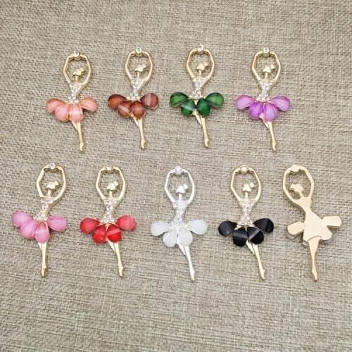 Flat back alloy ballet girl crystal button for ribbn flower, flatback rhinestone embellishment for phone accessories