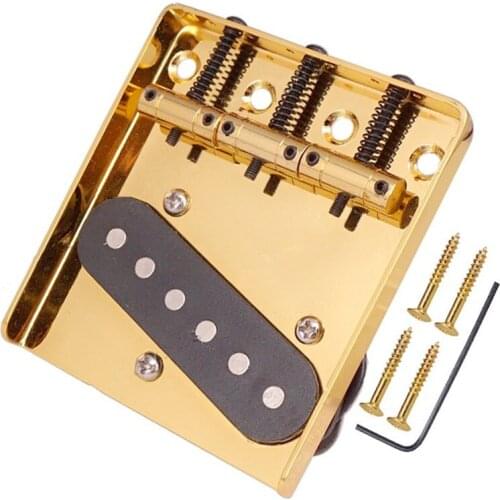 Musical instrument gold 6 Flat Saddle Guitar Bridge & Pickup for Electric guitar accessories parts (3 Screws hole)