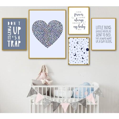 Nursery Boys Birthday Gift Wall Art Canvas Painting Boy Kids Inspirational Quotes Poster Prints Modern Boy Children Room Decor