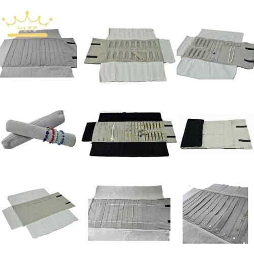 Velvet Roll Bag Ring Necklace Bracelet Earring Roll Bag Portable Travel Organizer Handmade Bag Jewelry Pouch Black