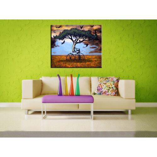 Handpainting Modern Home Wall Artwork Decor Plant Tree Esao Andrews America Paint HandmadeTree Grow on the Bike Canvas Oil Paint