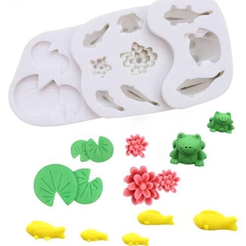 Frog,Goldfish,Lotus Leaf Silicone Mold Fondant Cake Decorating Tool Mold Sugarcraft Chocolate Baking Tool For Cake Gumpaste Form