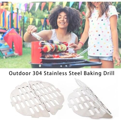 304 Stainless Steel Baking Grill Folding Barbecue Cookware For Outdoor Camping Self-driving Barbecue Round Hexagonal Grill
