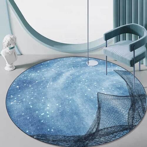Modern fashion blue rugs starry sky carpet living room bedroom basket chair round floor mat kids room parlor sofa area rug