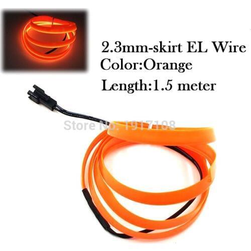 Hot sales Car Decoration 1.5m Orange 2.3mm-skirt EL Wire LED Strip Neon Light Not included EL Driver Glow Party Supplies
