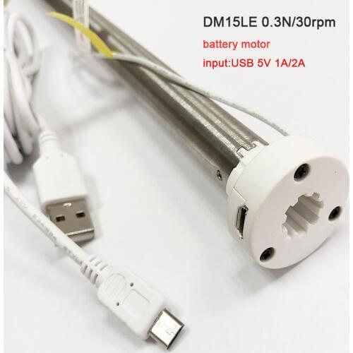 Dooya DM15LE lithium battery tubular motor USB 5V 1A 433MHz for roller blinds shutter zebra blinds curtain