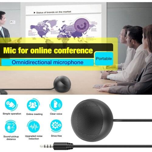 USB Microphone Desktop Omnidirectional PC Mic With 3.5mm Jack Portable High Sensitivity Mic For Online Class Video Conference