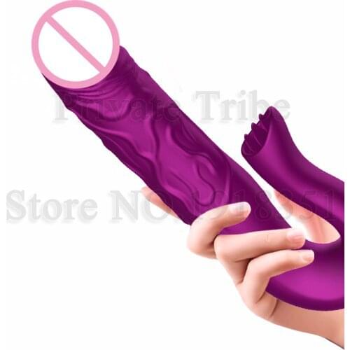 USB Charge Big Vagina Dildo G Spot Vibrator Tongue Licking Clitoris Stimulator Anal Plug Oral Blowjob Machine Sex Toys For Women